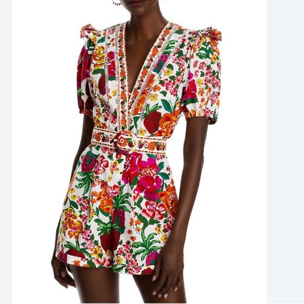 Farm Rio flower full sketch romper